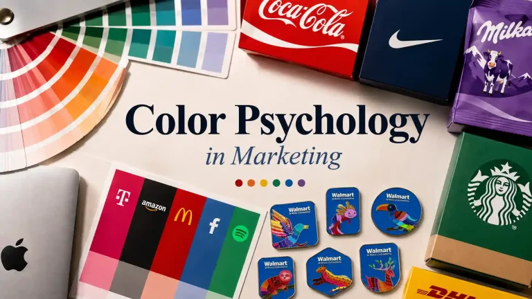 Color psychology in marketing with brand color combinations and enamel pin examples